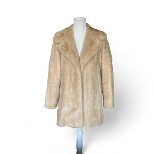 Tan Mink Vintage Fur Coat - Elegant Luxury Outerwear Size M, Classic Statement P
